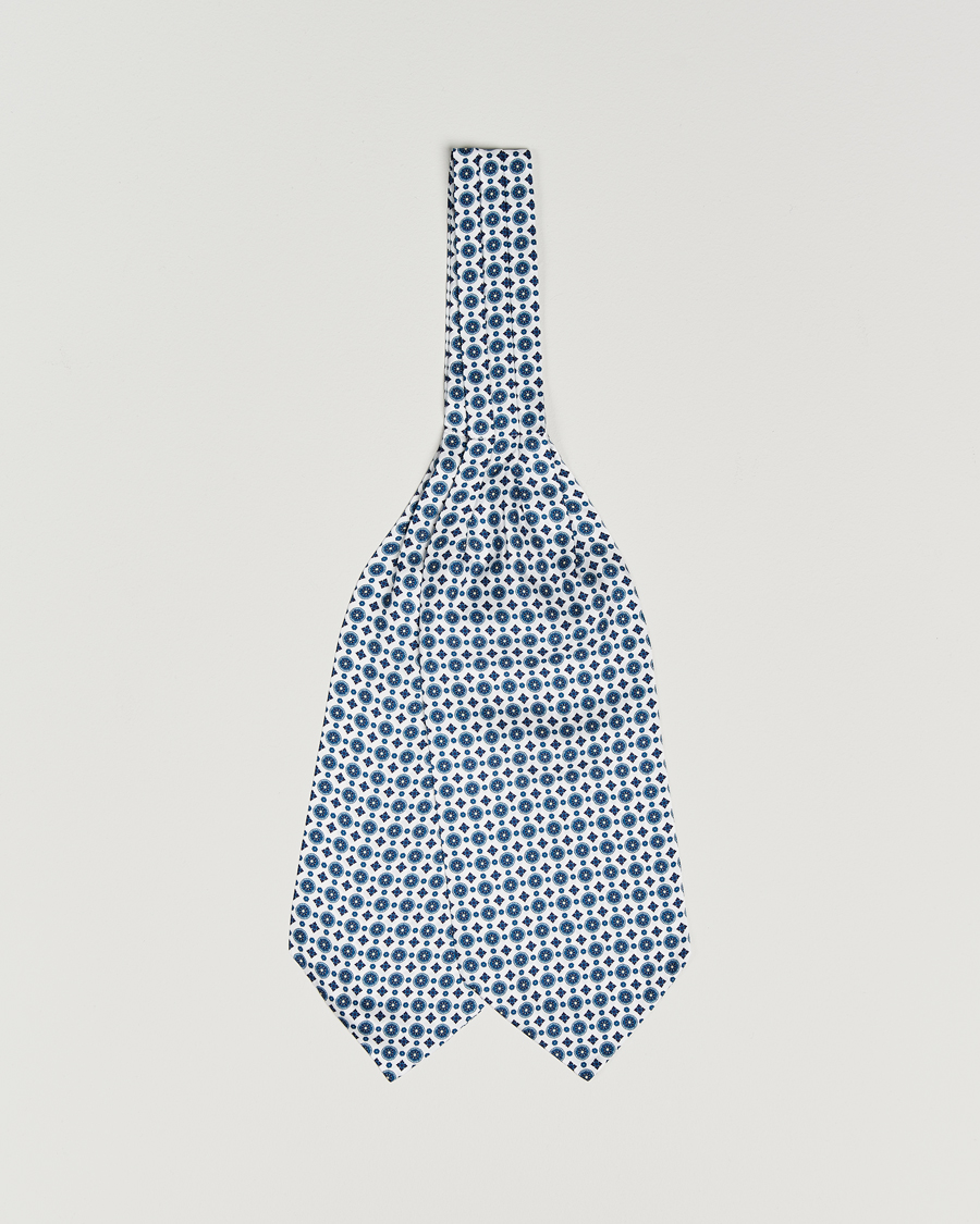 Men | Amanda Christensen Silk Twill Medallion Ascot White | Amanda Christensen | Silk Twill Medallion Ascot White