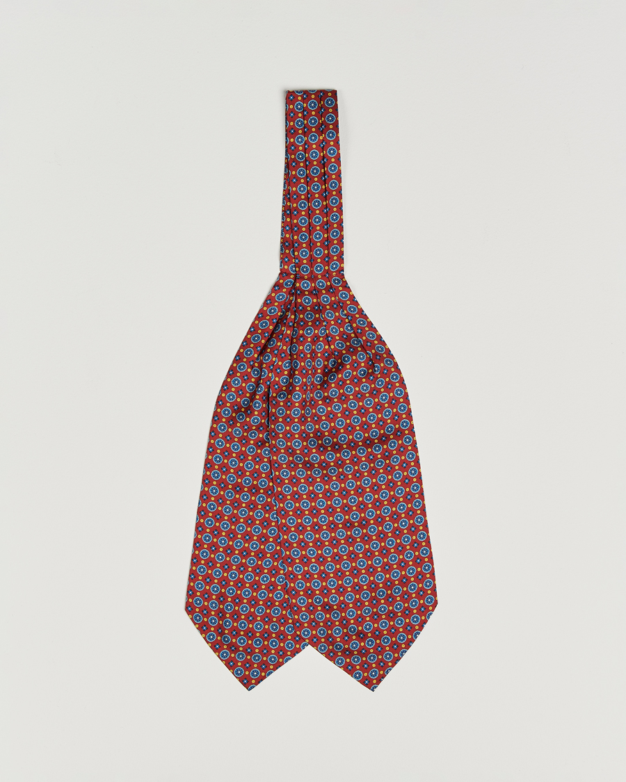Men | Amanda Christensen Silk Twill Medallion Ascot Wine Red | Amanda Christensen | Silk Twill Medallion Ascot Wine Red