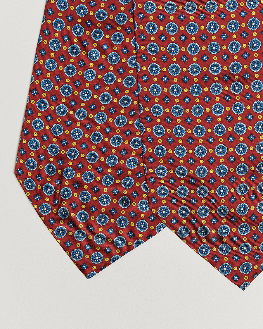 Men | Amanda Christensen Silk Twill Medallion Ascot Wine Red | Amanda Christensen | Silk Twill Medallion Ascot Wine Red