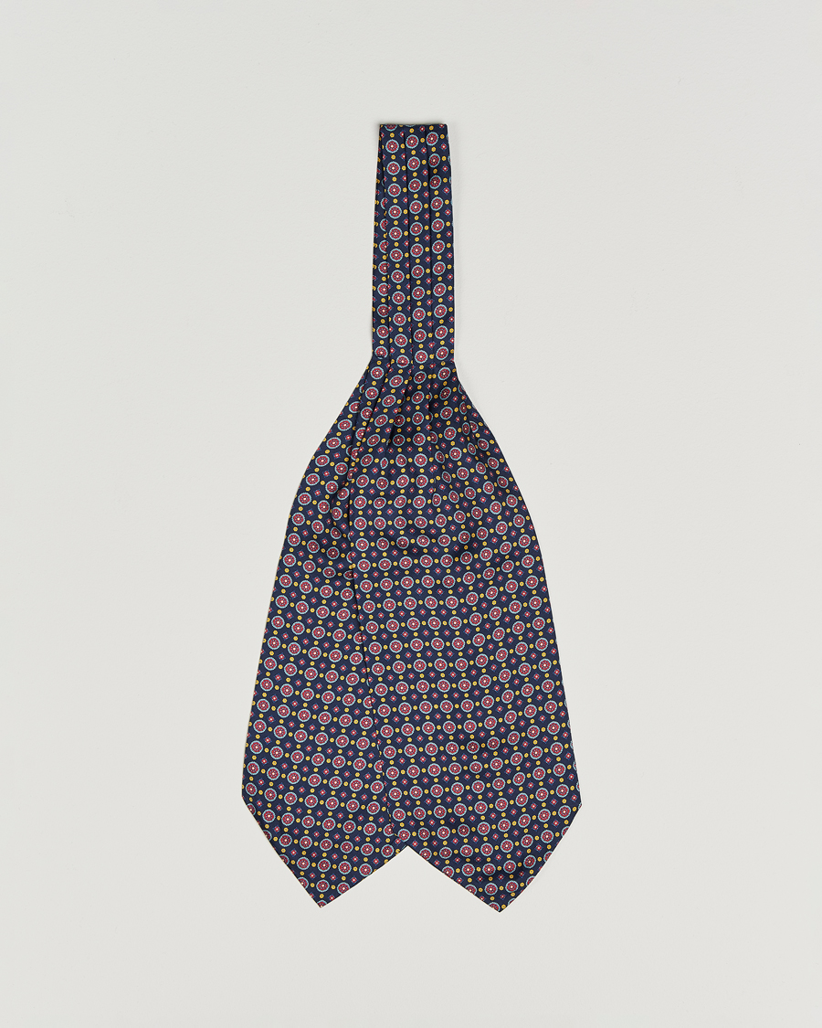 Men | Dress Scarves | Amanda Christensen | Silk Twill Medallion Ascot Navy
