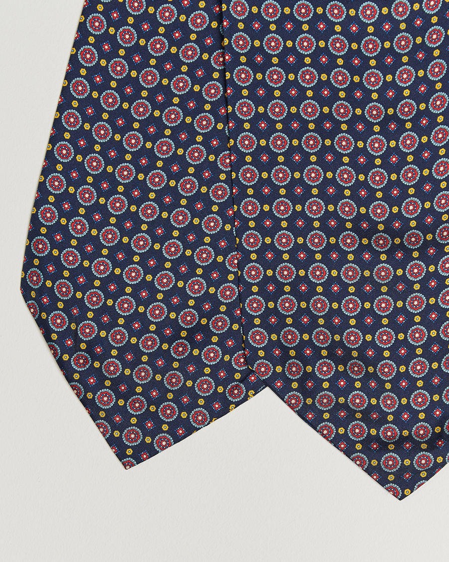 Men | Dress Scarves | Amanda Christensen | Silk Twill Medallion Ascot Navy
