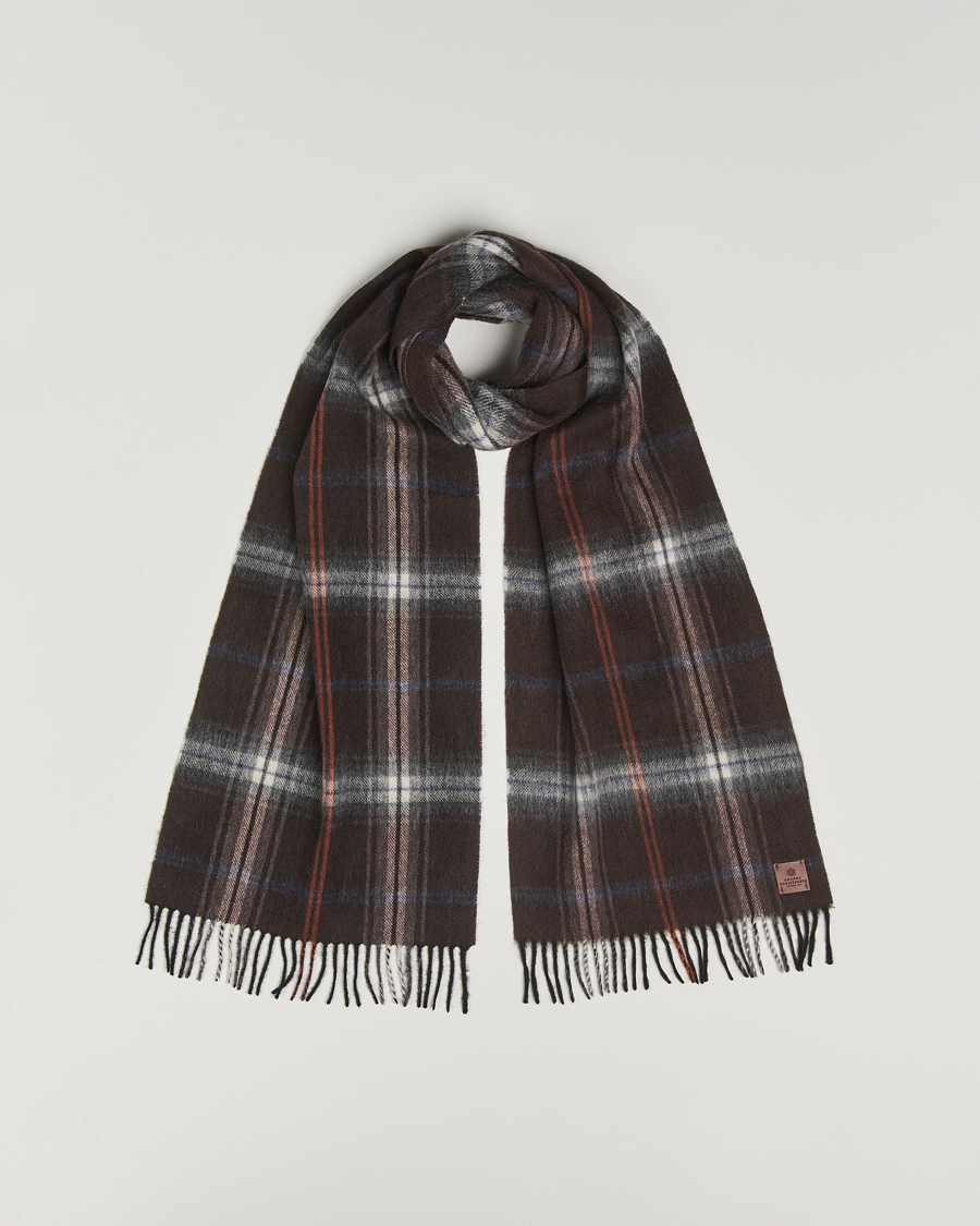 Men | Scarves | Amanda Christensen | Wool Checked Scarf Brown