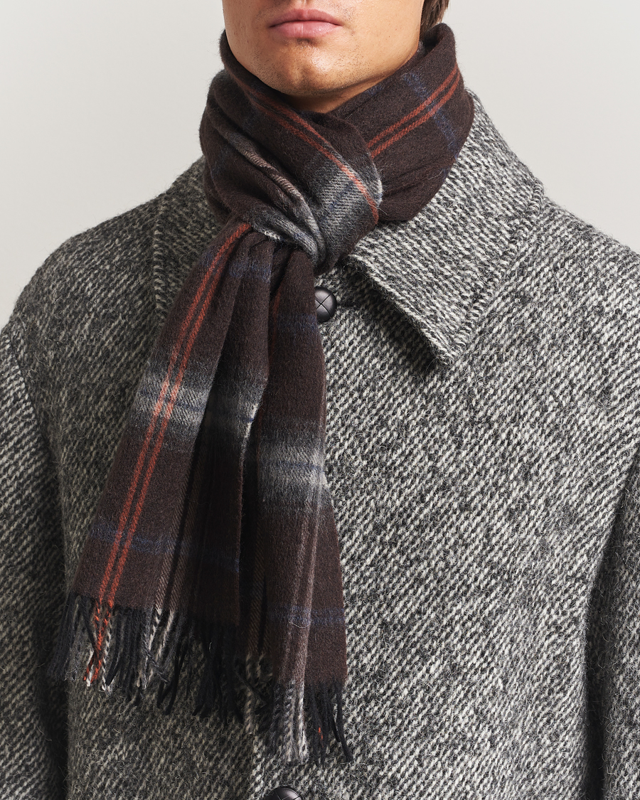 Men | Amanda Christensen Wool Checked Scarf Brown | Amanda Christensen | Wool Checked Scarf Brown