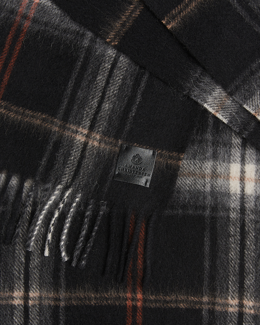 Men | Scarves | Amanda Christensen | Wool Checked Scarf Black