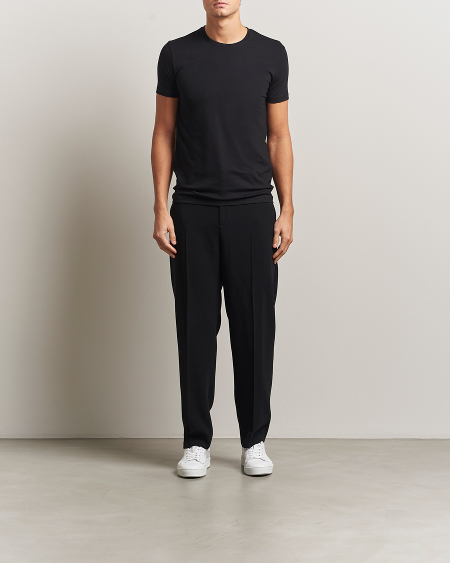 Men | T-Shirts | Falke | 2-Pack Cotton Crew Neck T-Shirt Black