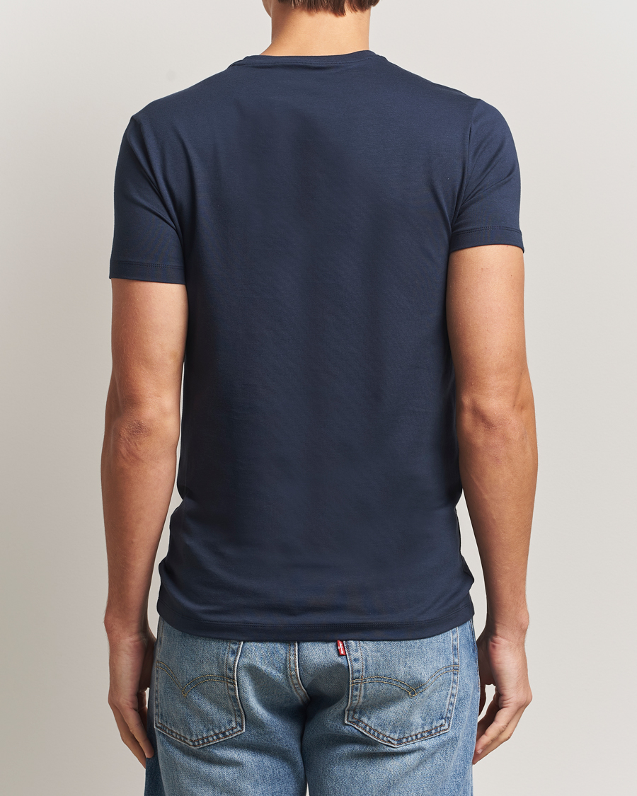 Men | T-Shirts | Falke | 2-Pack Cotton Crew Neck T-Shirt Midnight