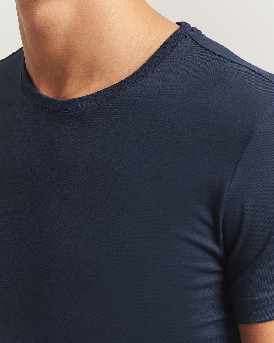 Men | T-Shirts | Falke | 2-Pack Cotton Crew Neck T-Shirt Midnight