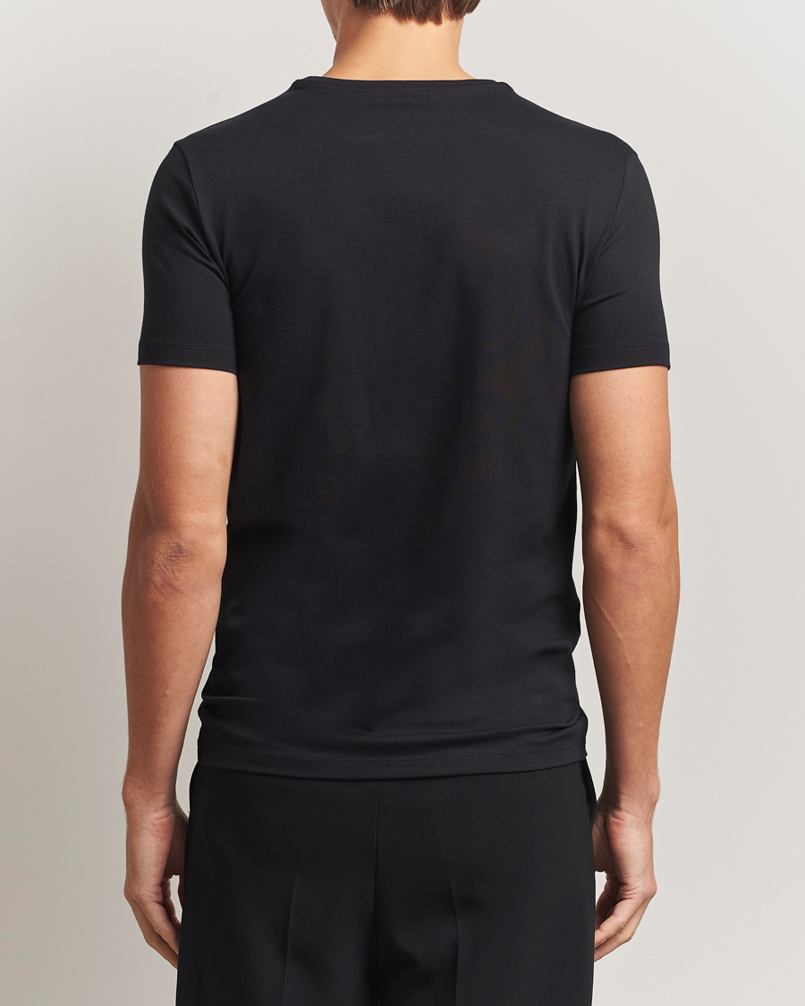 Men | T-Shirts | Falke | 2-Pack Cotton V-Neck T-Shirt Black