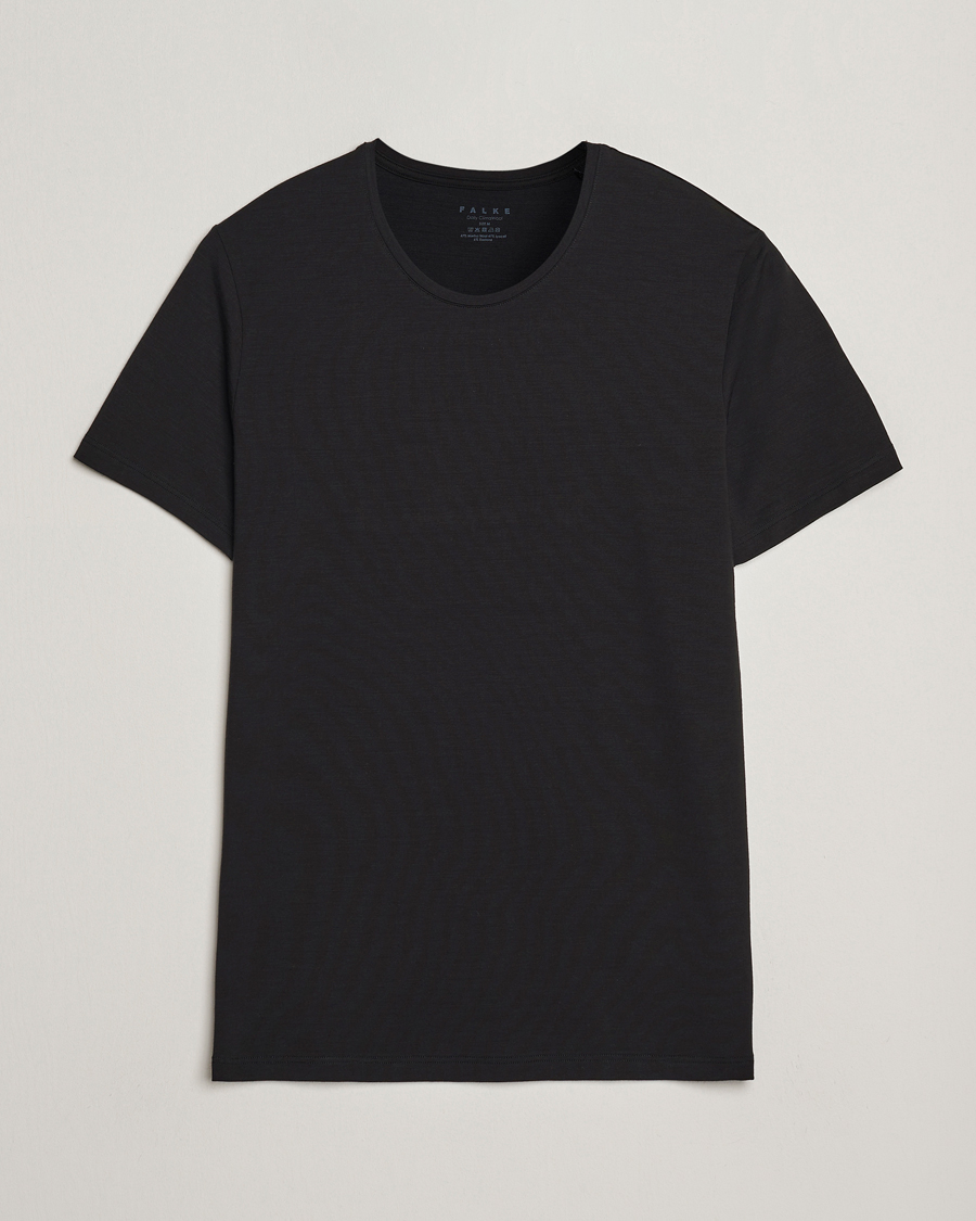 Men | T-Shirts | Falke | Clima Wool Crew Neck T-Shirt Black