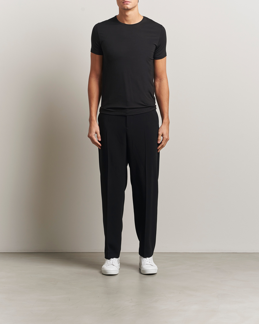 Men | T-Shirts | Falke | Clima Wool Crew Neck T-Shirt Black