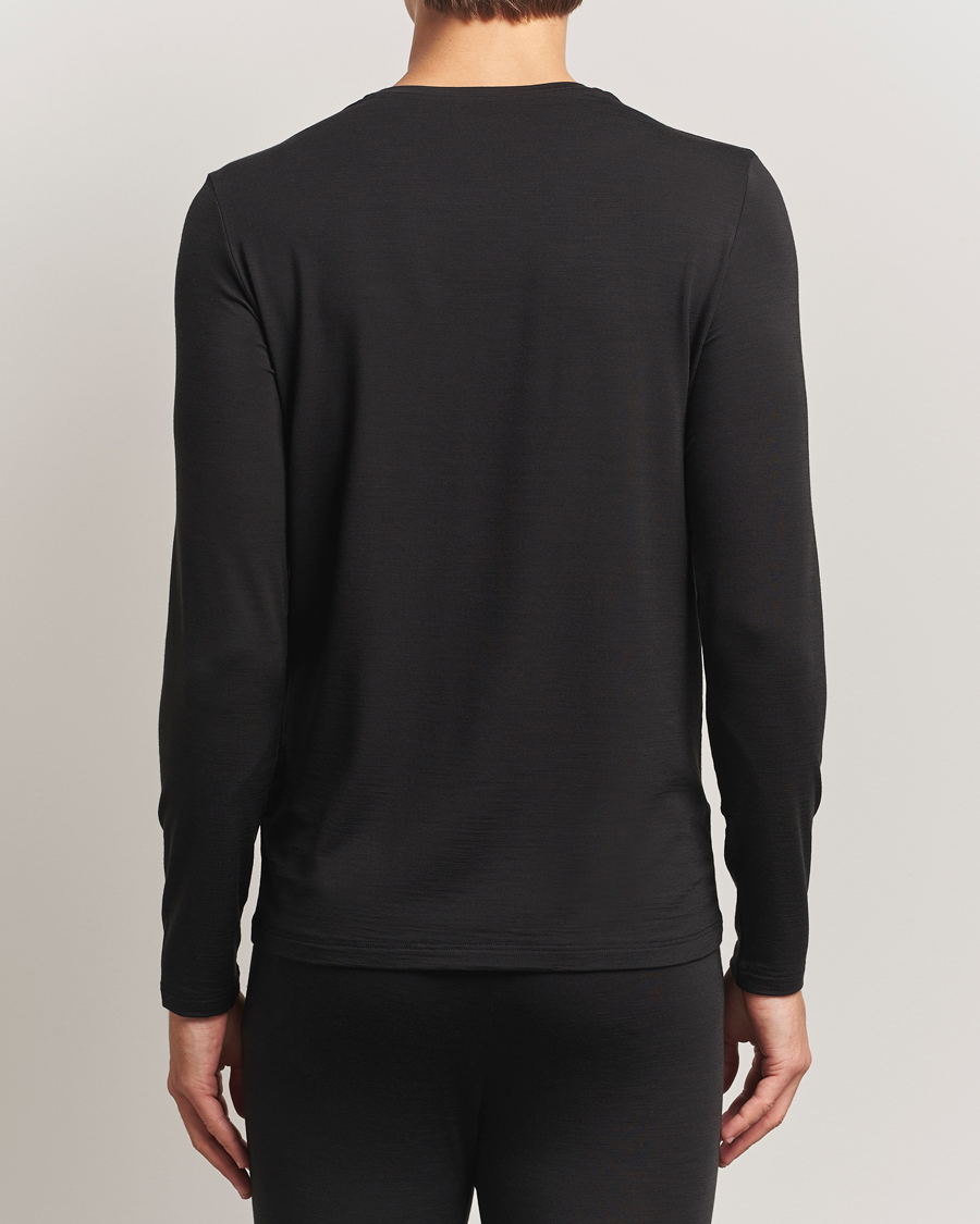 Men | T-Shirts | Falke | Clima Wool Wool Long Sleeve T-Shirt Black
