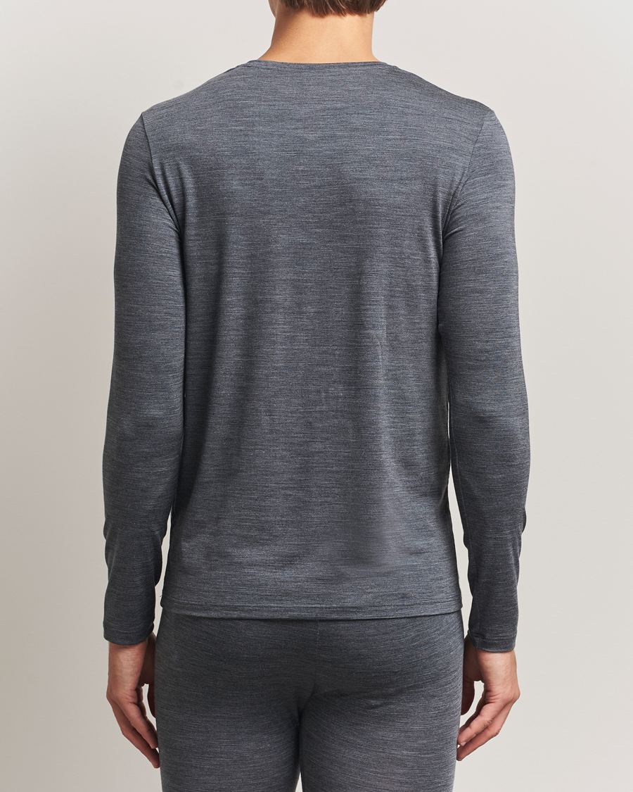 Men | T-Shirts | Falke | Clima Wool Wool Long Sleeve T-Shirt Dark Grey Heather