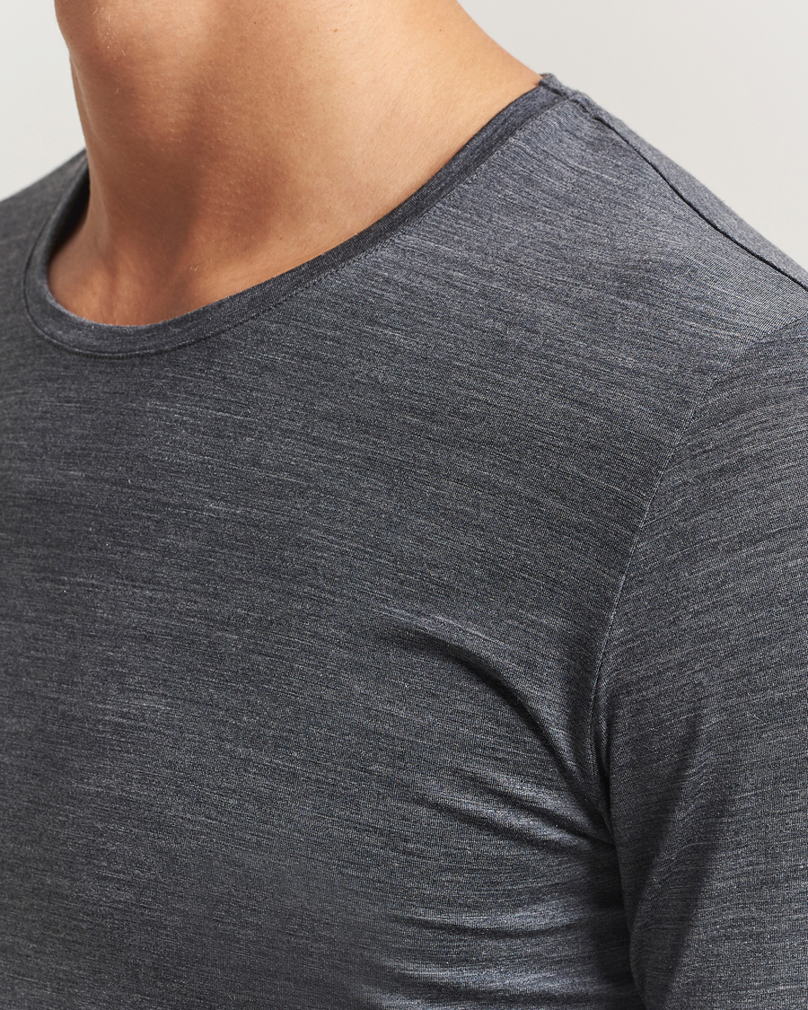 Men | T-Shirts | Falke | Clima Wool Wool Long Sleeve T-Shirt Dark Grey Heather