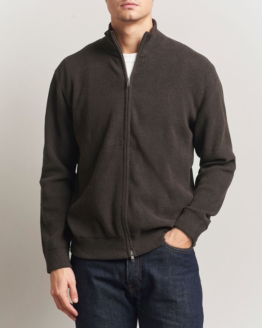 ニット NN07 Danny Rib Knitted Full Zip Dusky Port at CareOfCarl.com