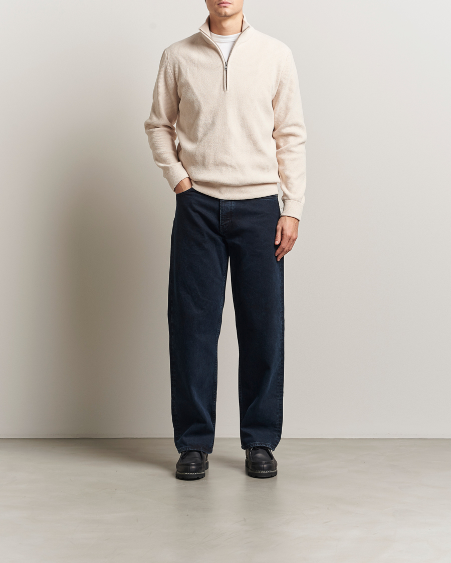 新品　BRIEFING CE MEN’S WAIST RIB HIGHNECK NN07 Danny Rib Knitted Half Zip Ivory at CareOfCarl.com