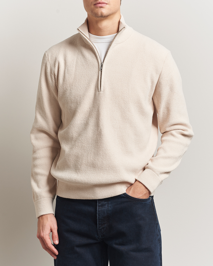 NN07 Danny Rib Knitted Half Zip Ivory at CareOfCarl.com
