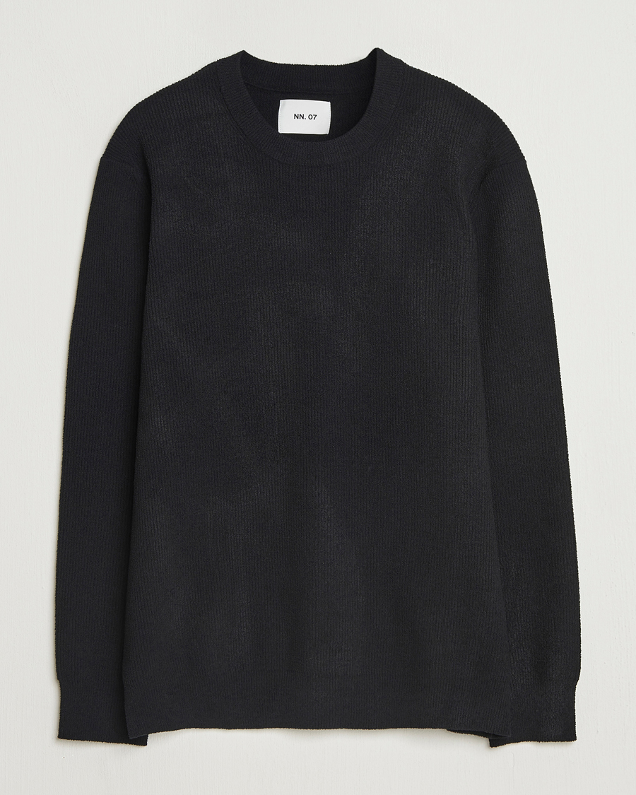 NN07 Danny Rib Knitted Crew Neck Black at CareOfCarl.com