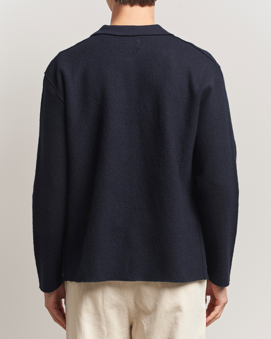 Men | Sweaters & Knitwear | NN07 | Jonas Boiled Wool Full Zip Navy Blue