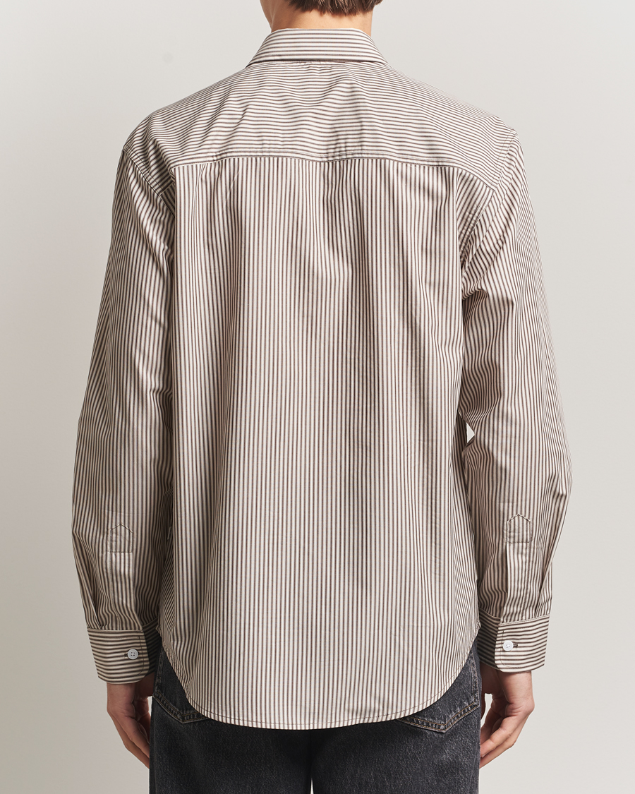 Men | Shirts | NN07 | Quinsy Striped Embroidered Shirt Brown