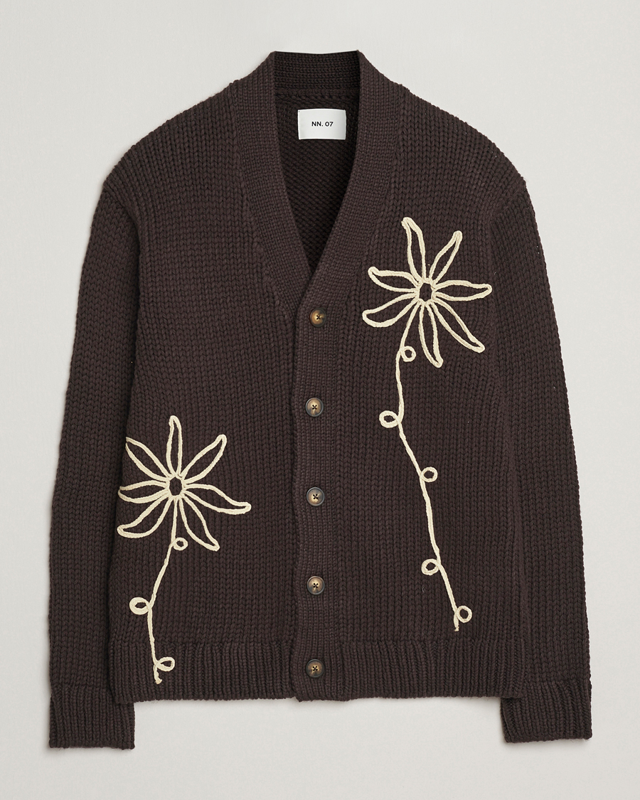 NN07 Mika Knitted Flower Cardigan Dusky Port at CareOfCarl.com