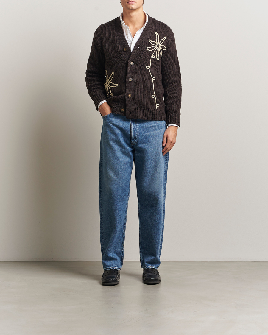 NN07 Mika Knitted Flower Cardigan Dusky Port at CareOfCarl.com