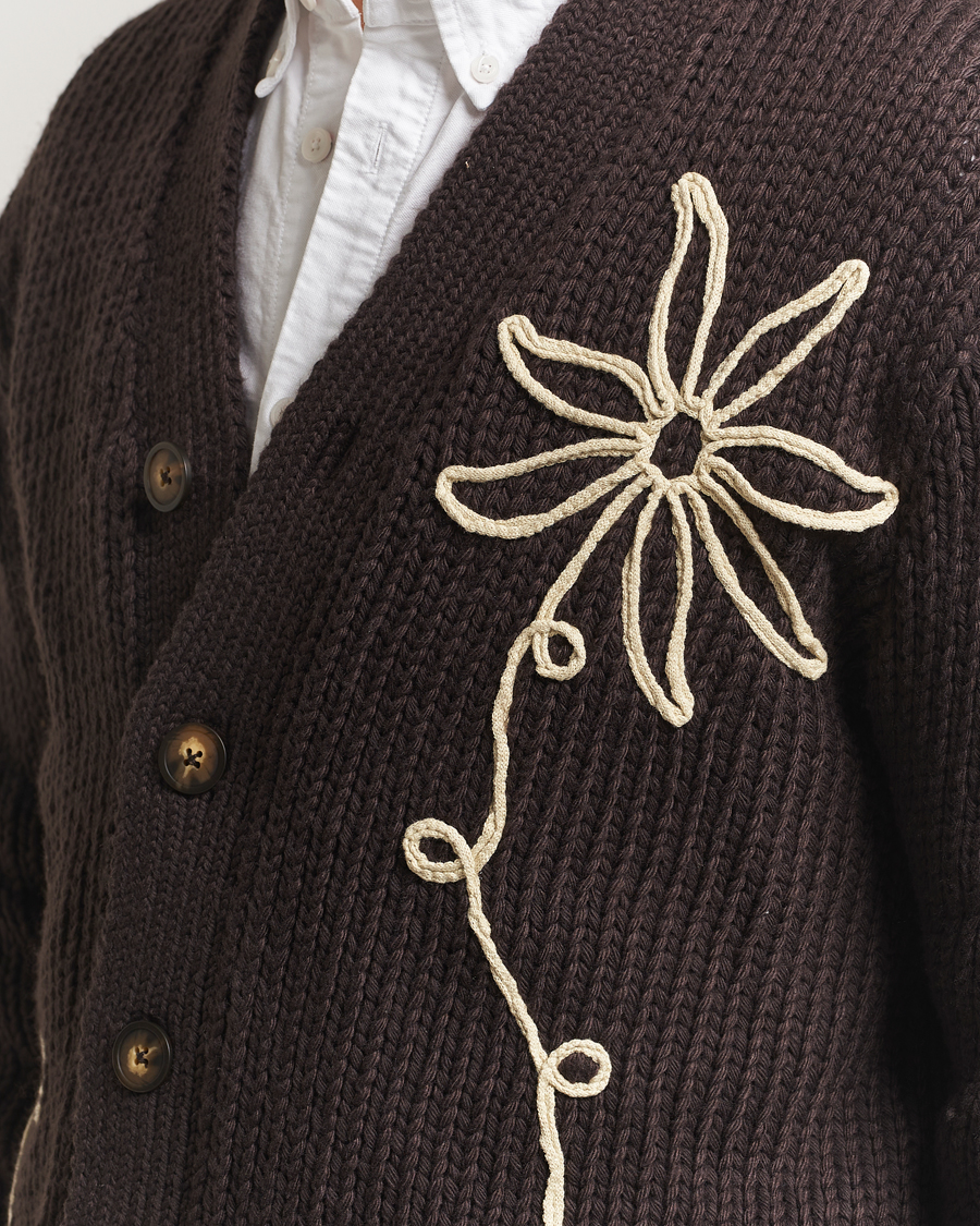 NN07 Mika Knitted Flower Cardigan Dusky Port at CareOfCarl.com