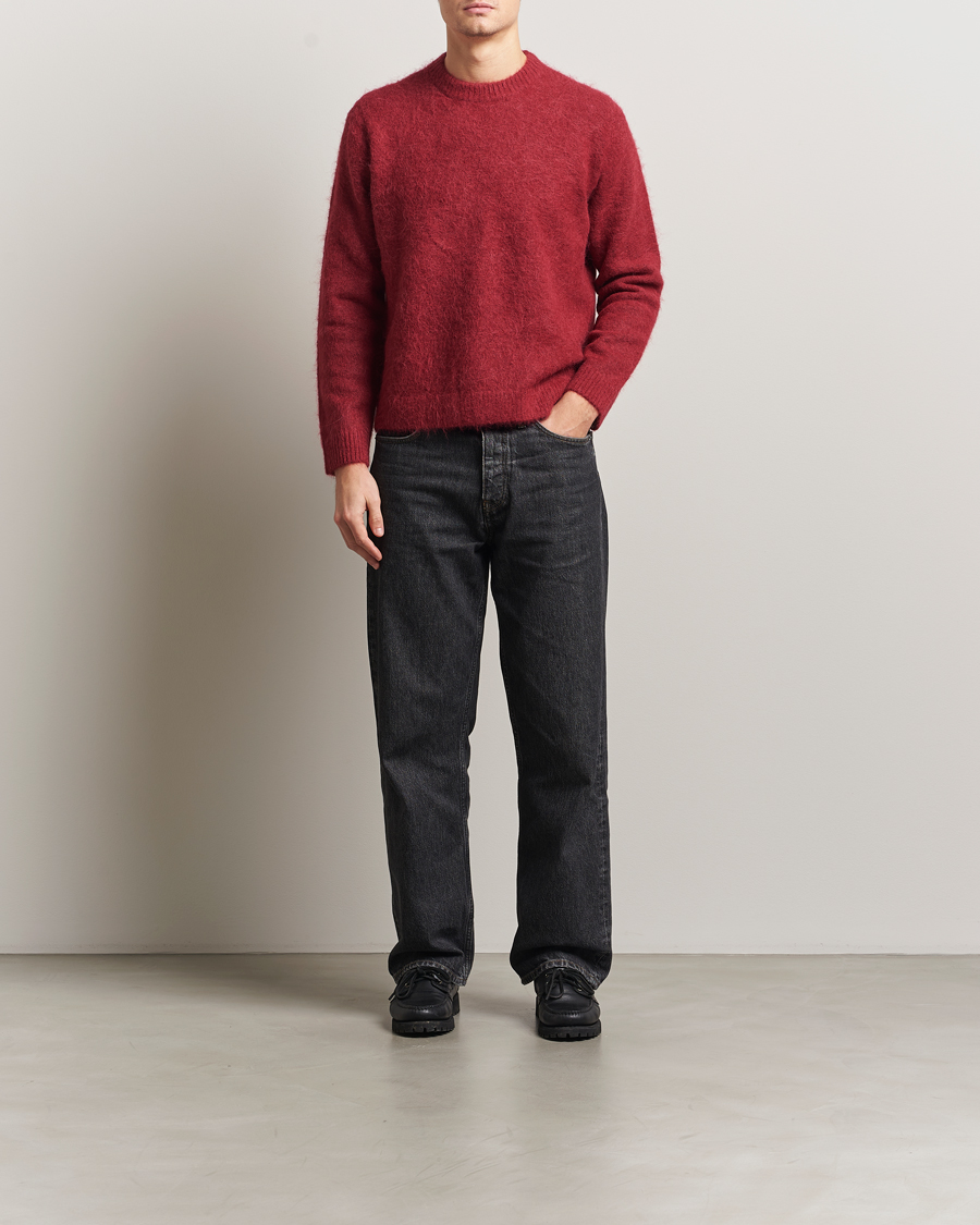 ナゴンスタンス combination crew-neck pullover NN07 Russell Alpaca Knitted Crew Neck Cranberry at CareOfCarl.com