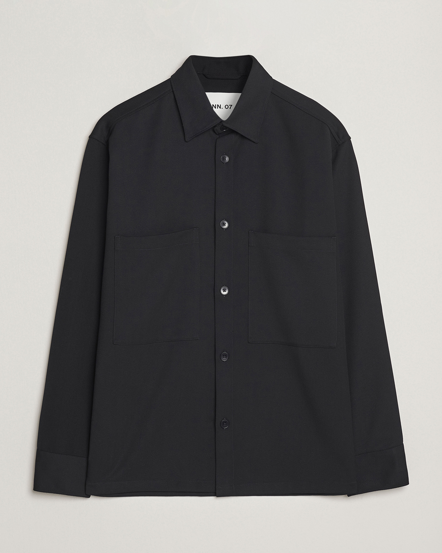 Men | Shirts | NN07 | Freddy Wool/Tencel Overshirt Black