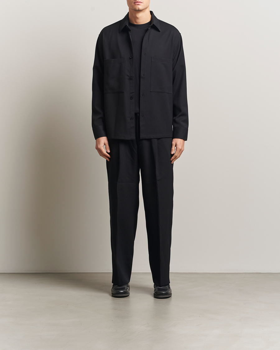 NN07 Kay Relaxed Fit Wool/Tencel Trousers Black at CareOfCarl.com