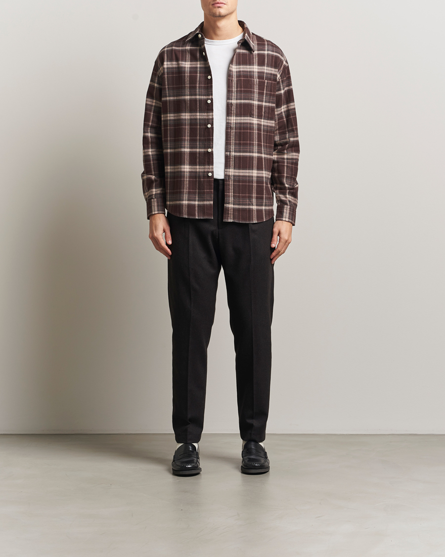 Men | Shirts | NN07 | Deon Flannel Checked Shirt Dusky Port
