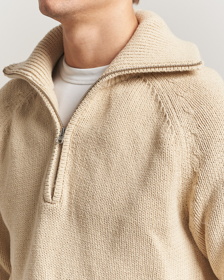 Men | Sweaters & Knitwear | NN07 | Tristan Heavy Knitted Half Zip Ecru