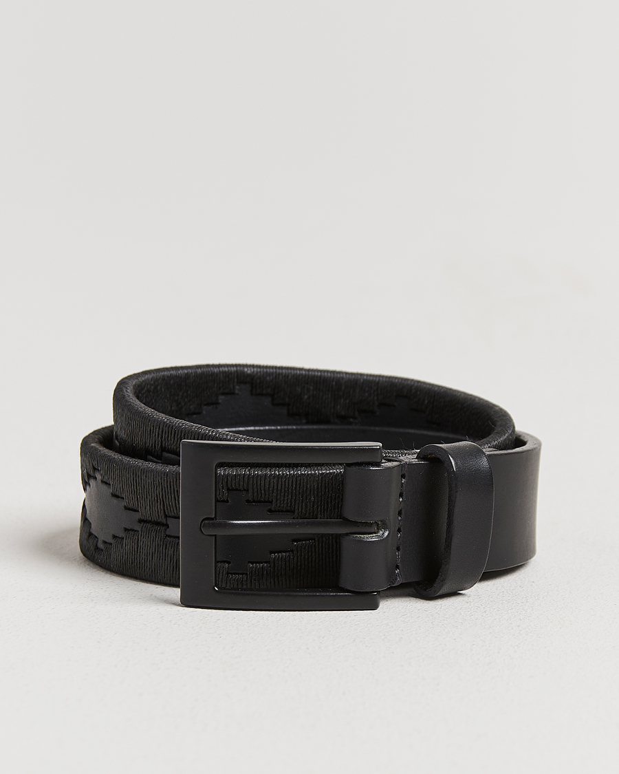 Men | Belts | Pampeano | Bordado Hand Stitched Classic Leather Belt 3,5cm Black