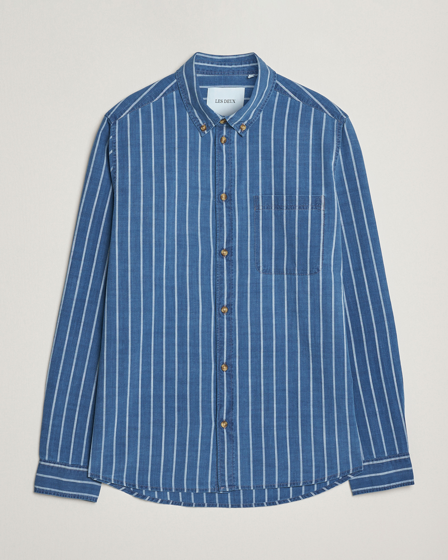 Men | Shirts | LES DEUX | Indigo Stripe Shirt Denim Blue