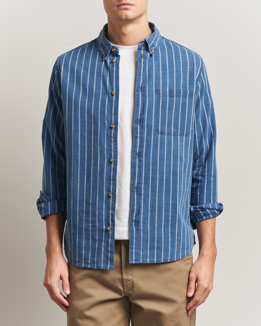 Auralee Hard Twist Light Cotton Shirt Light Blue Stripe at