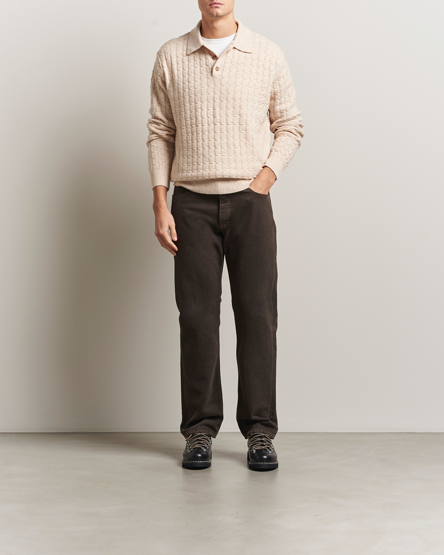 Men | Sweaters & Knitwear | LES DEUX | Gustav Structured Polo Knit Light Sand Melange