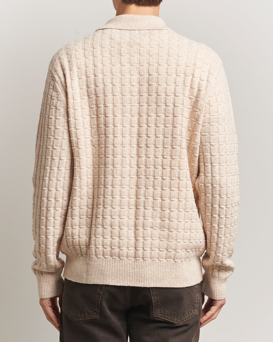 Men | Sweaters & Knitwear | LES DEUX | Gustav Structured Polo Knit Light Sand Melange