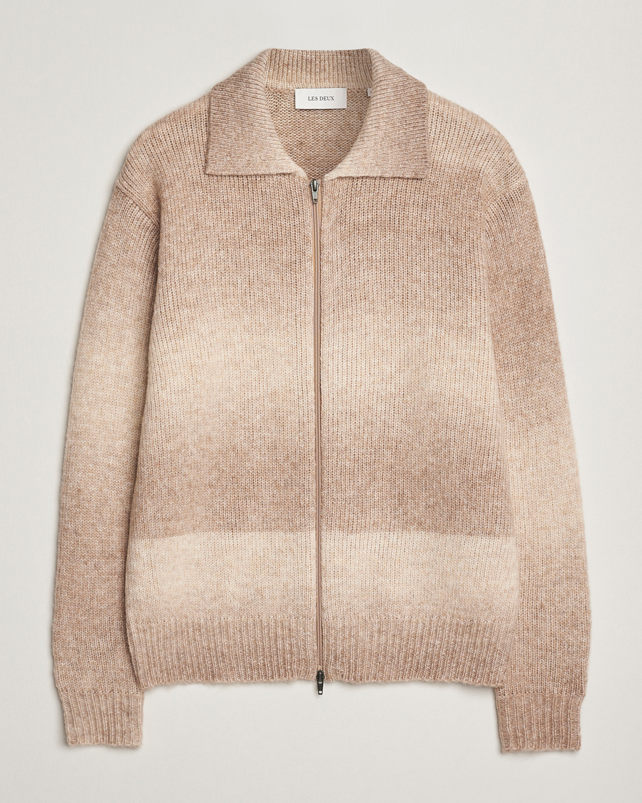 Les Deux Gannon Gradient Zipper Cardigan Prairie Sand at
