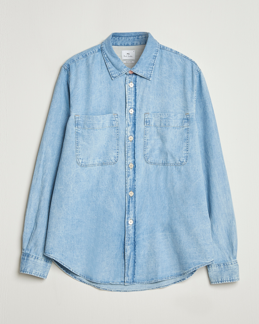 Men | Shirts | PS Paul Smith | Casual Fit Denim Shirt Washed Blue