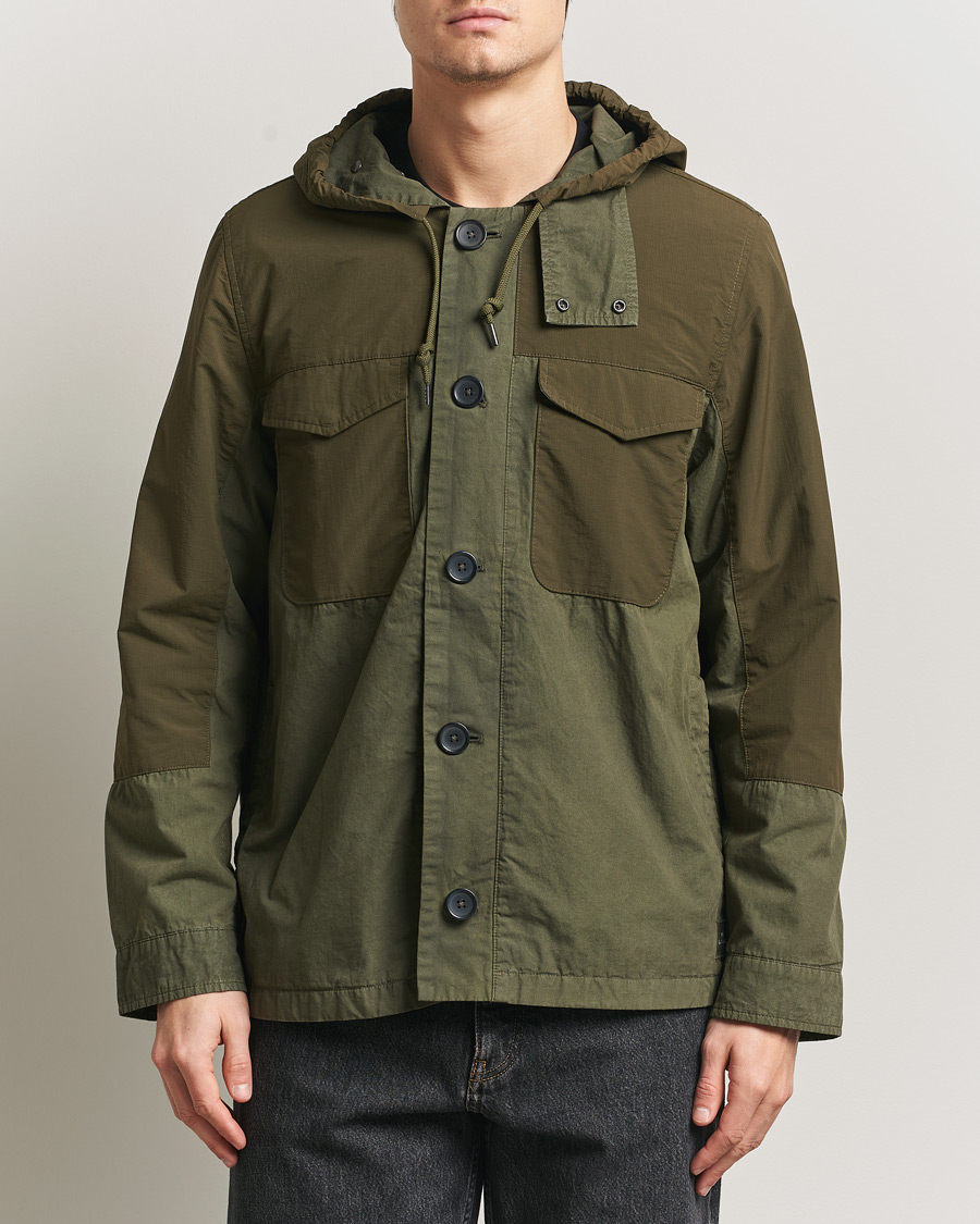 PS Paul Smith Cotton Ripstop Hooded Jacket Dark Green at
