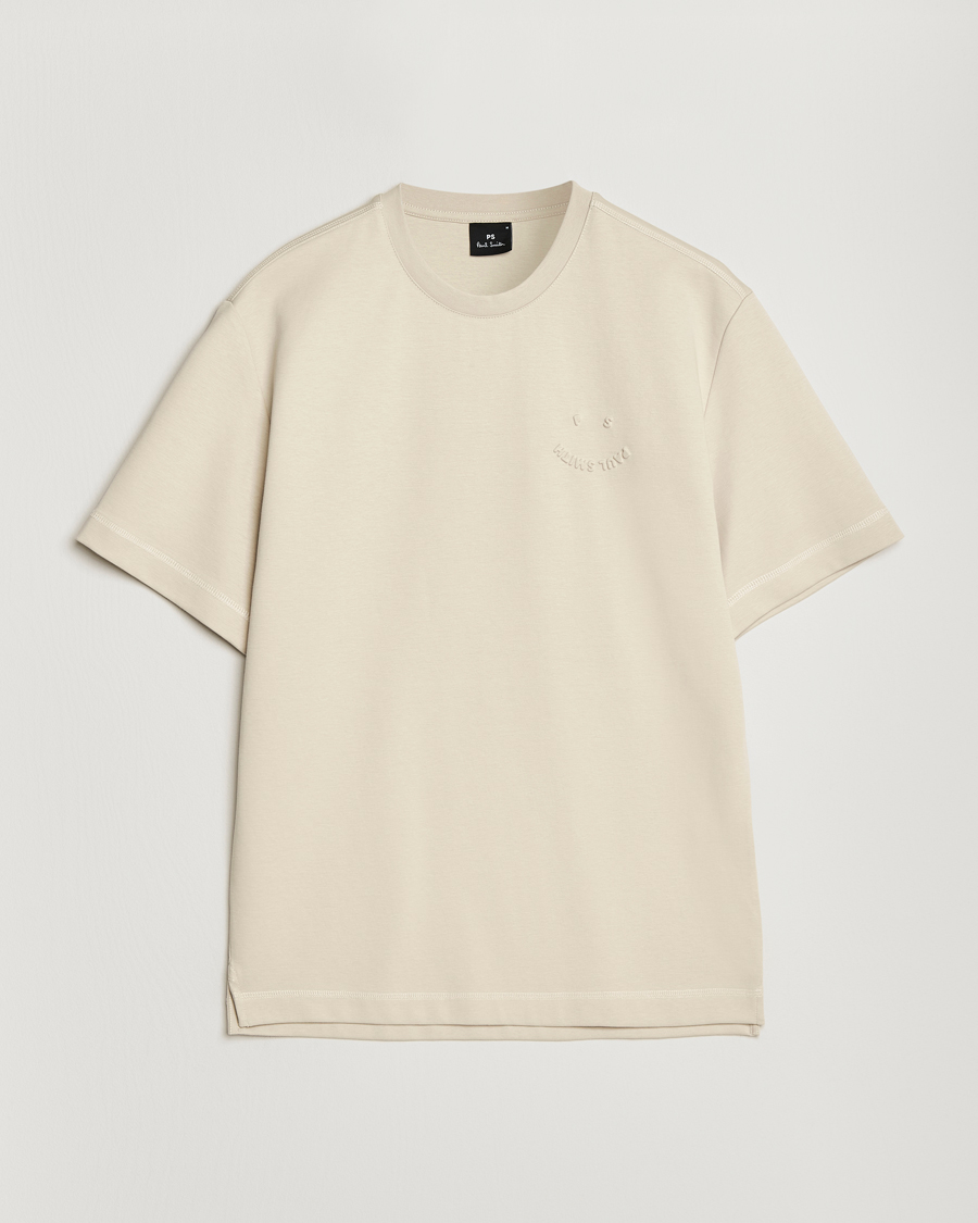 Men | T-Shirts | PS Paul Smith | Casual Fit Happy T-Shirt Ecru