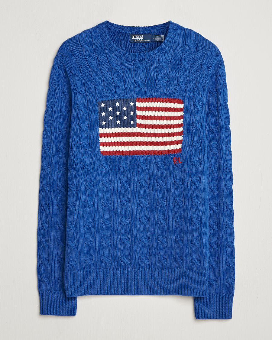 Polo Ralph Lauren Cotton Cable Flag Sweater Sapphire Star at