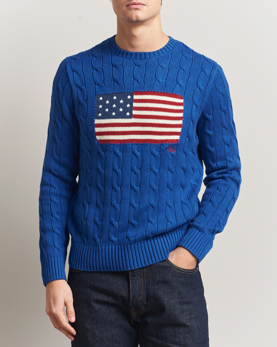 Polo Ralph Lauren Cotton Cable Flag Sweater Sapphire Star at