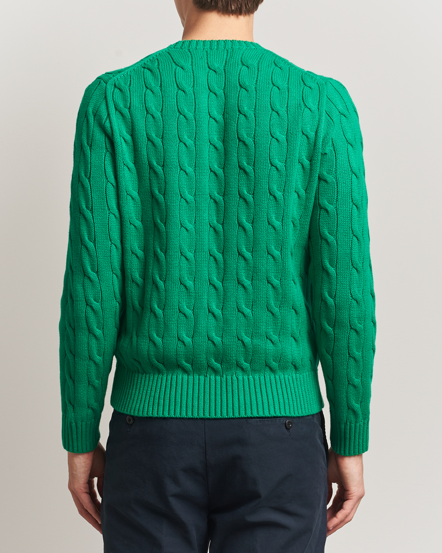 Men | Sweaters & Knitwear | Polo Ralph Lauren | Cotton Cable Flag Sweater Billiard Green