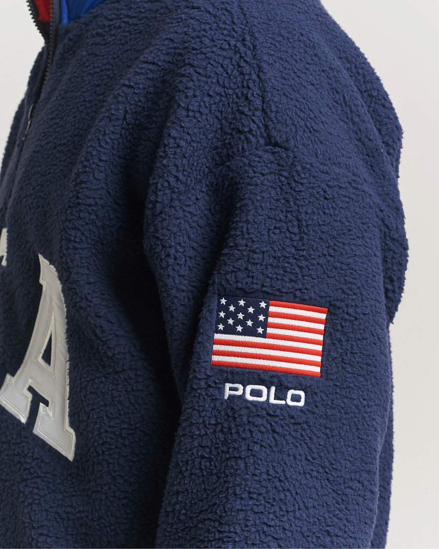 Men | Sweaters & Knitwear | Polo Ralph Lauren | Polar Half Zip USA Fleece Refined Navy