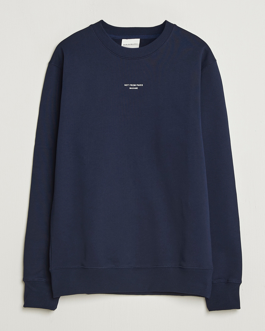 Men | Sweaters & Knitwear | Drôle de Monsieur | Classic Slogan Sweatshirt Navy