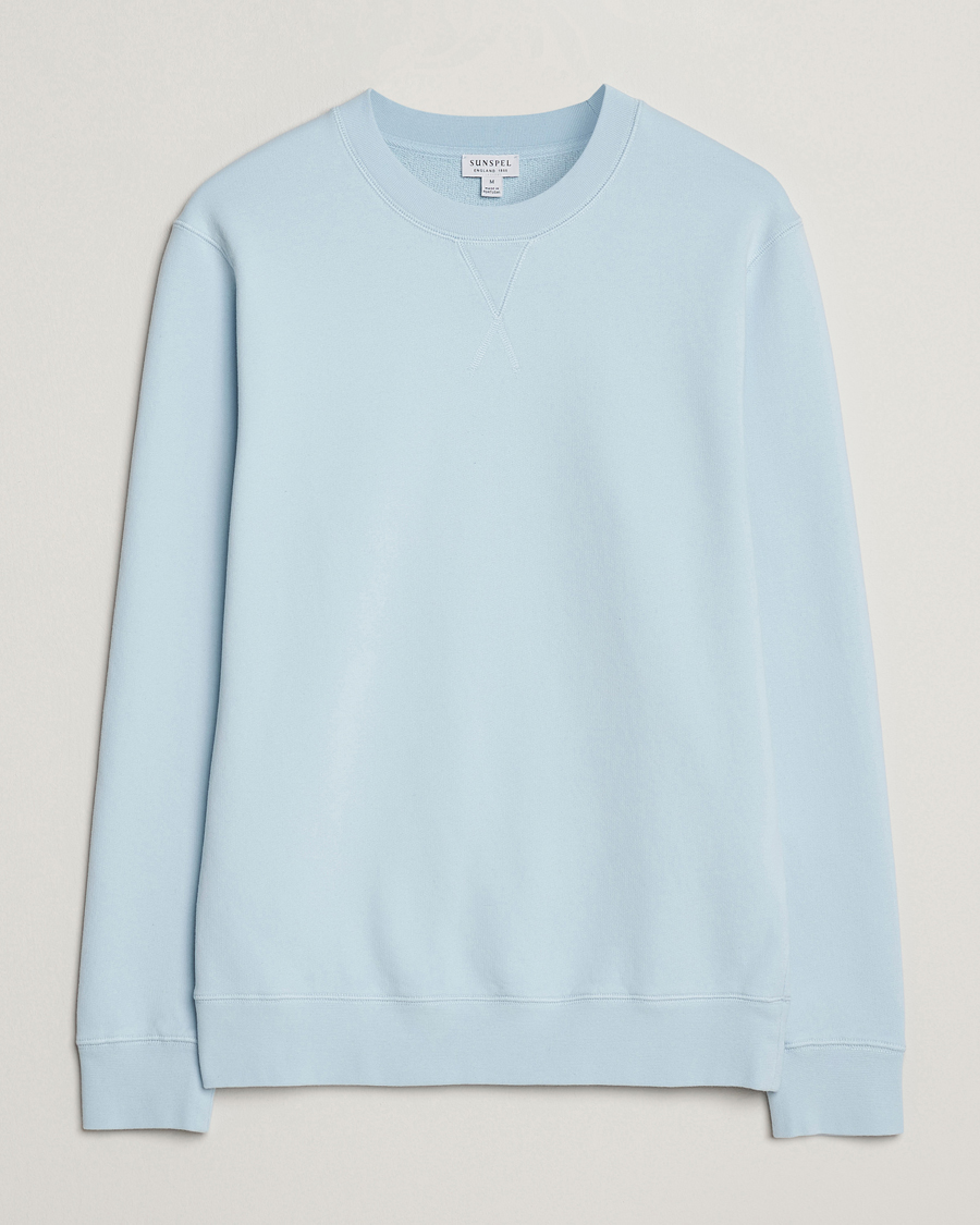 Men | Sweaters & Knitwear | Sunspel | Loopback Sweatshirt Frost Blue