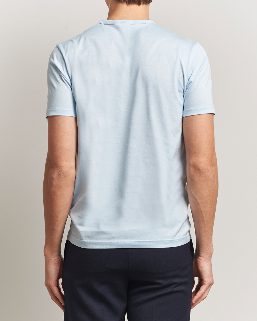 Men | T-Shirts | Sunspel | Crew Neck Q82 Cotton T-Shirt Frost Blue