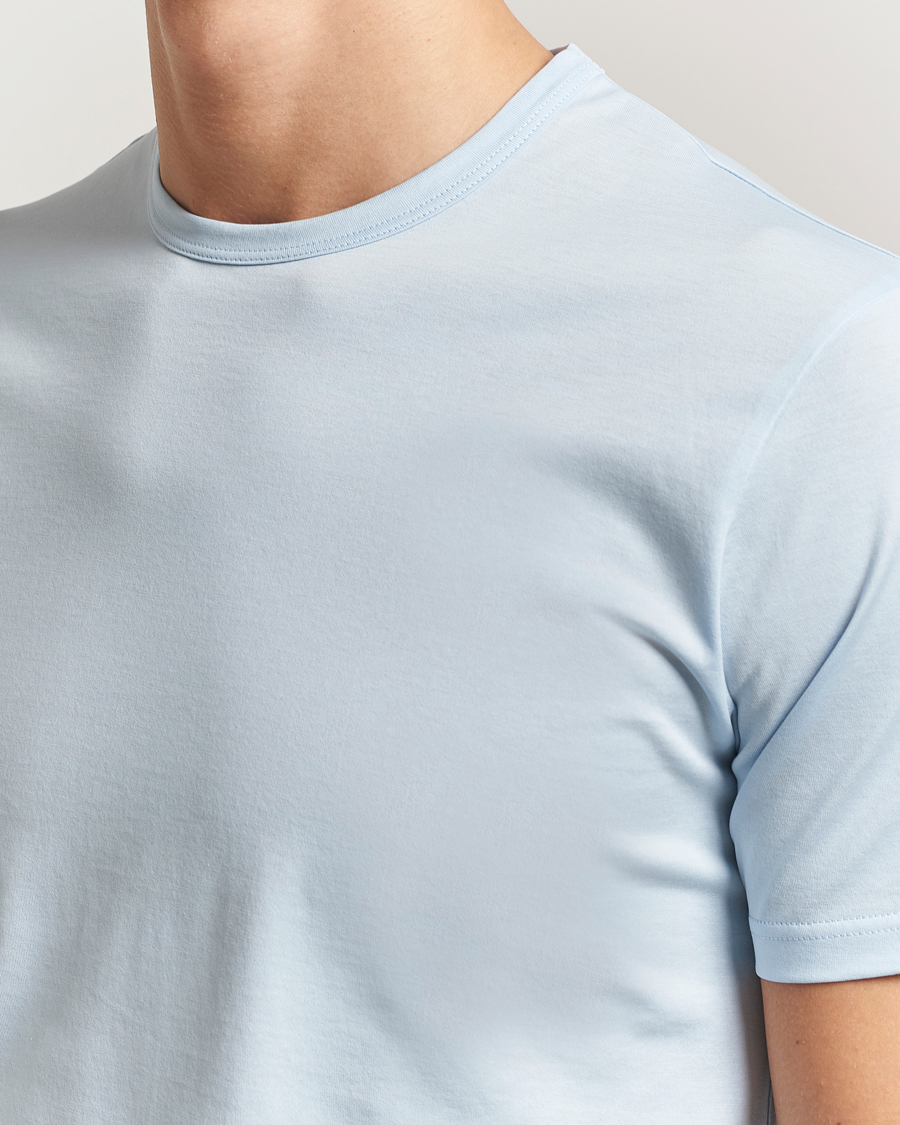 Men | T-Shirts | Sunspel | Crew Neck Q82 Cotton T-Shirt Frost Blue