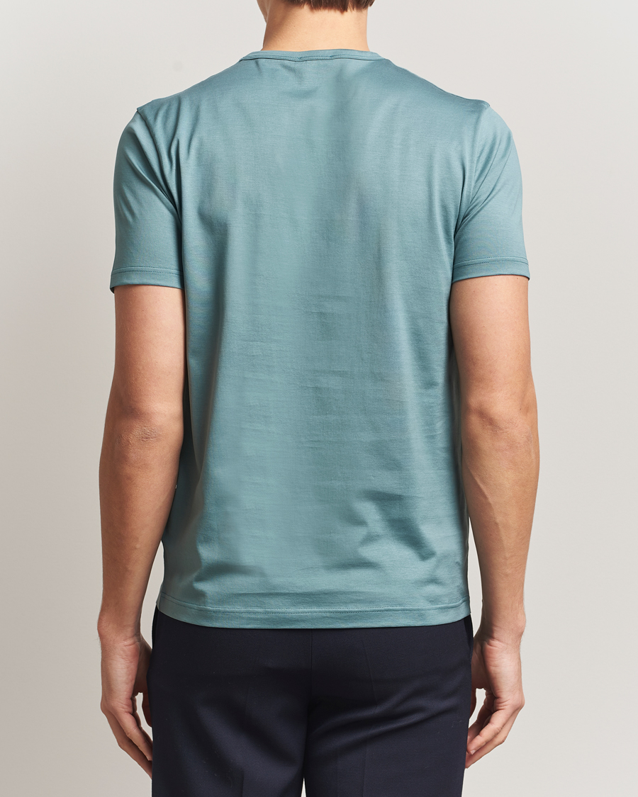 Men | T-Shirts | Sunspel | Crew Neck Q82 Cotton T-Shirt Steel Green