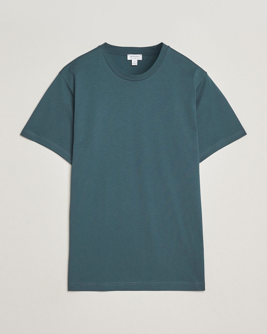 Men | T-Shirts | Sunspel | Riviera Midweight T-Shirt Dark Petrol